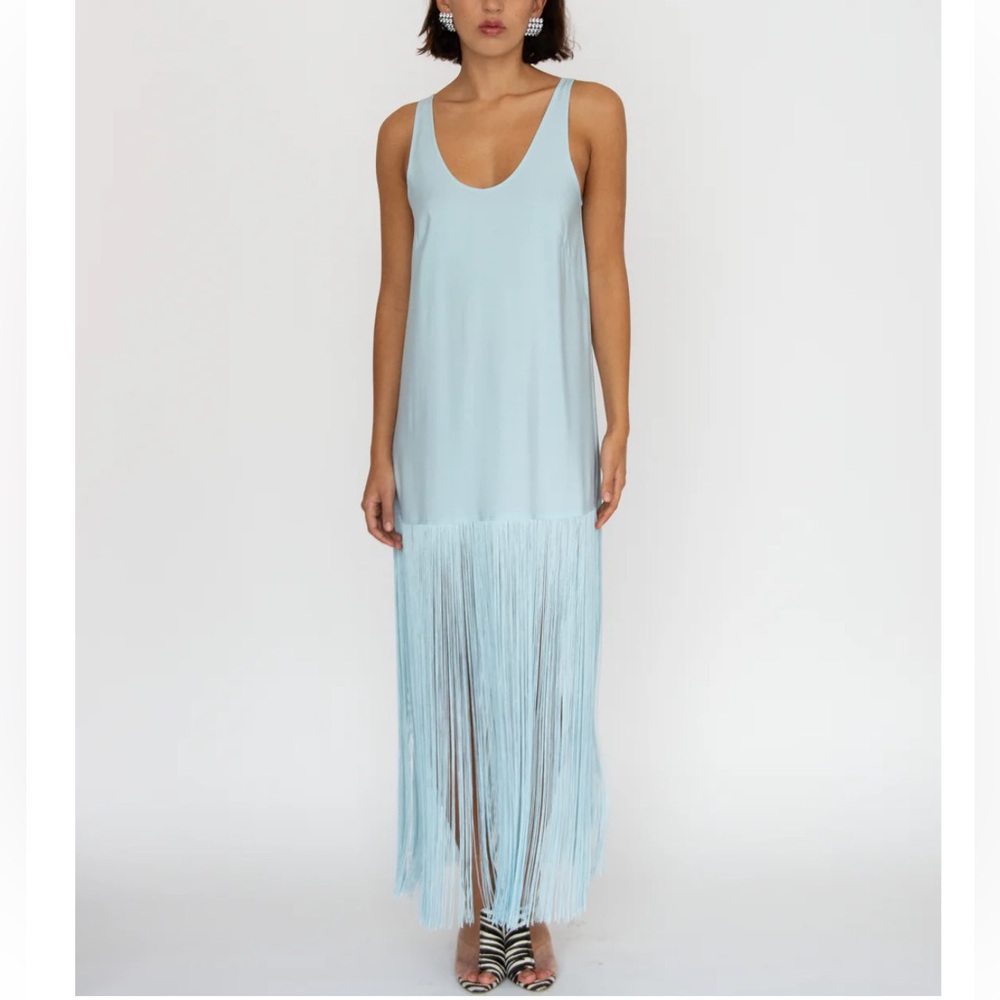 MR.LARKIN TASSEL SLIP DRESS, ICE BLUE S